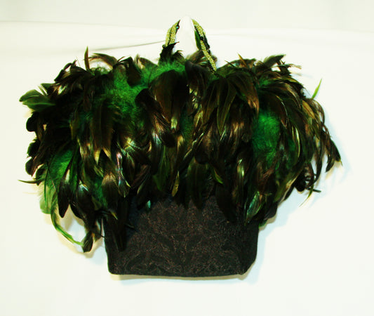 Black Evening Bag with Marabou Feathers