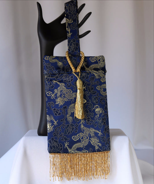 Royal Blue and Gold Evening Bag