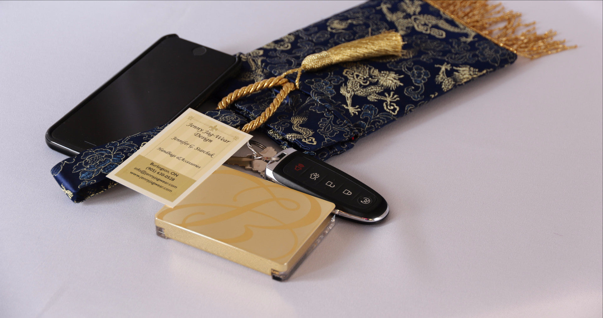 Royal Blue and Gold Evening Bag
